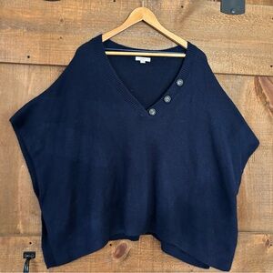 LOFT Blue Poncho-Style Shrug with V-Neck